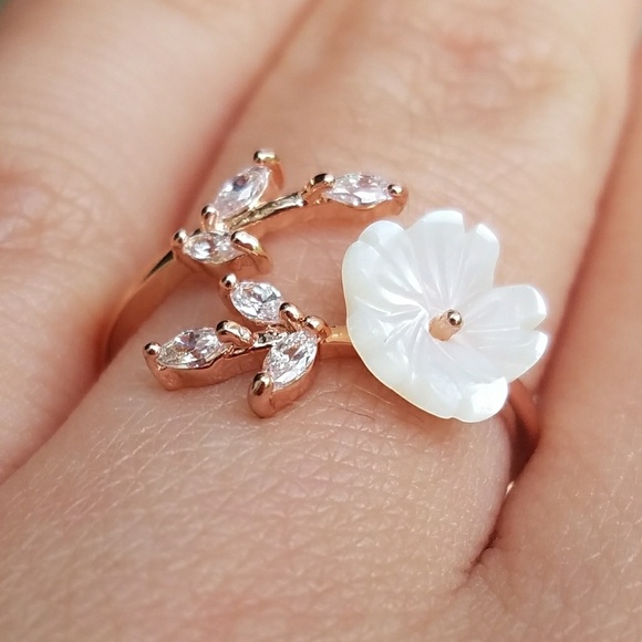 Rose Gold Flower Marquise Ring - Picture 6 of 6